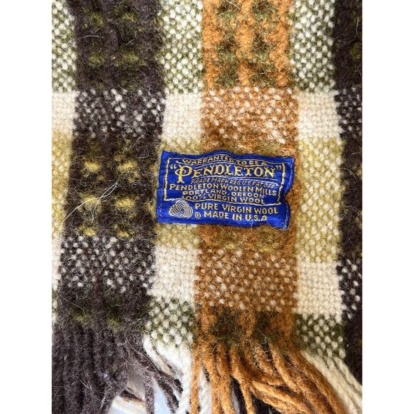 Vintage 100% Pure Virgin Wool PENDLETON Black Watch Plaid Stadium Blanket 50 x45 - Picture 4 of 6